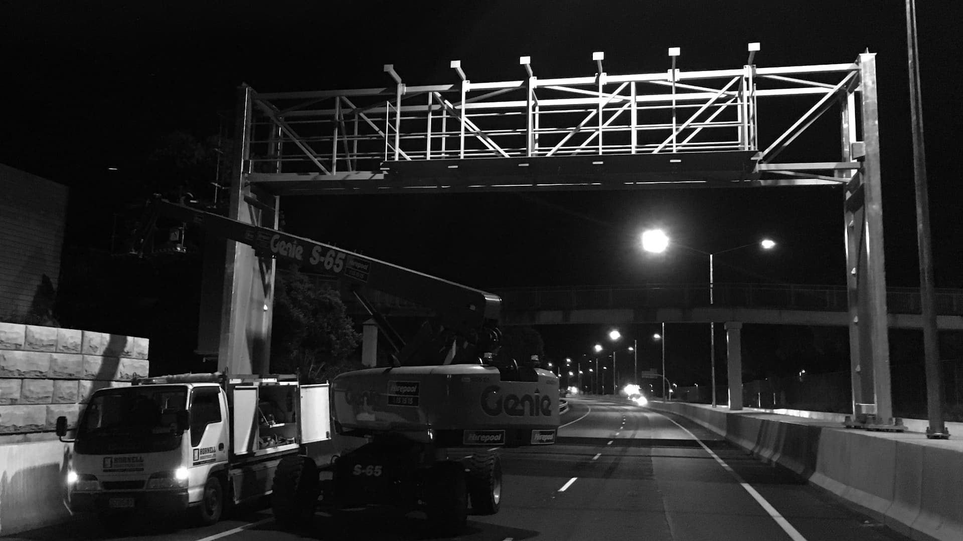 Motorway sign gantry steel fabrication